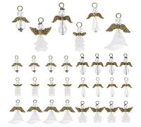 PH PandaHall 48 dijes de ala de ángel de 6 estilos, dijes de ángel blanco guardián de buena suerte, recuerdo de fiesta, recuerdo de boda, monedero, llavero para hacer joyas de 0.9 a 1.3 pulgadas