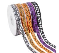 PH PandaHall 5 Estilos Cinta de Grosgrain de Halloween Total 114.3 m Cinta Estampada Cintas de Calabaza de Telaraña para Paquetes Regalo Artesanía de Halloween 10 mm de Ancho