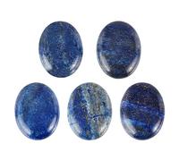 PH PandaHall 5 piezas de piedra cabujón de lapislázuli natural, cabujones de parte trasera plana, cuentas ovaladas para adornos, aretes, collares, pulseras, fabricación de joyas, 3 x 4 x 8,5 cm,