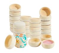 PH PandaHall 50 cuencos de madera, mini cuencos redondos sin terminar, cuencos de condimentos para manualidades, clasificación, salsa, nueces, especias, dulces, difusor de aceite esencial, 1.9 x 0.7