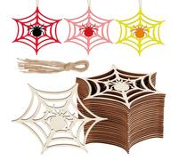 PH PandaHall 50 juegos de adornos de telaraña de madera sin terminar de 4 pulgadas, recortes de madera en blanco a granel sin teñir, adornos de Halloween para el hogar, cosecha, manualidades, aula