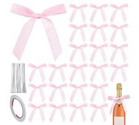 PH PandaHall 50 lazos de satén rosa para manualidades con 50 lazos de alambre y 1 rollo de cinta de doble cara de 30 m para envolver regalos, bolsas de regalo, árbol de Navidad, boda, cumpleaños