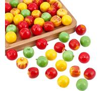 PH PandaHall 50 mini manzanas artificiales de 5 colores, lindas manzanas pequeñas, rojas, verdes, amarillas, frutas falsas, frutas artificiales, frutas decorativas para cocina, Navidad, supermercado