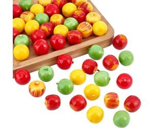 PH PandaHall 50 mini manzanas artificiales de 5 colores, lindas manzanas pequeñas, rojas, verdes, amarillas, frutas falsas, frutas artificiales, frutas decorativas para cocina, Navidad, supermercado