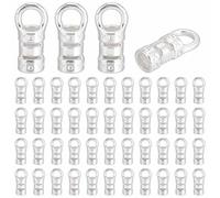 PH PandaHall 50 piezas de extremos de cordón plateados, cuentas de latón engarzadas, extremos de hilo de joyería, mini puntas de crimpado con bucle para hacer joyas, pulseras, collares, aretes