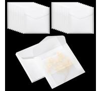 PH PandaHall 50 sobres de papel de vidrio, sobres cuadrados de invitación de 3.5 x 3.5 pulgadas, bolsas de papel translúcido, sobres de tarjetas de felicitación para bodas, manualidades, fotos,