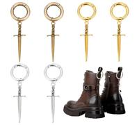 PH PandaHall 6 dijes de aleación para zapatos de daga de 3 colores, de aleación, espadas antiguas, decoración de zapatos, forma de daga con anillos de resorte de aleación para zapatos, bolsos, bolsos,