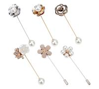 PH PandaHall 6 Estilos Broches Flor Broche Perla Broche Perla Broche de solapa Floral para Traje Camisa Broches Ojales Flexibles y Plegables para Corbata Sombrero Cardigan Bufanda