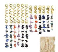 PH PandaHall 6 estilos de accesorios para el cabello, 12 piezas de piedras preciosas naturales trenzadas, espirales doradas, joyería para el cabello, colgantes de cristal, clips para el pelo, para