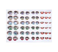 PH PandaHall 6 estilos de dibujos animados 3D de ojos y boca, 54 unidades, diseño de anime, 3 tamaños, lindas calcomanías adhesivas para bocas, ojos adhesivos coloridos para bricolaje, anime