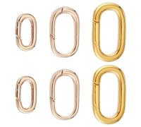 PH PandaHall 6 llaveros de resorte de 3 estilos, cierres de llave de latón, mosquetón ovalado dorado, gancho de clip a presión, llavero de resorte, hebilla, collar, potenciador, acortamiento, para