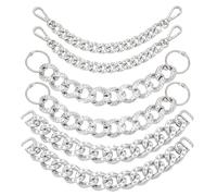 PH PandaHall 6 piezas 3 estilos cadenas de encanto para zapatos cadenas de brida para botas encantos para zapatos de platino con cierres a presión cadena colgante para zapatos para botas