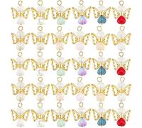 PH PandaHall 60 colgantes con forma de alas de ángel de la guarda, 23,3 mm de diámetro, con forma de corazón, para crear joyas, collares, pendientes y llaveros, 23.3mm, Metal, Sin piedra preciosa