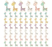 PH PandaHall 60 dijes de jirafa de 6 colores, colgantes de jirafa esmaltados, dijes de aleación de animales salvajes, colgantes mixtos para hacer aretes, collares, pulseras y manualidades, Metal