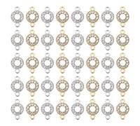 PH PandaHall 60 dijes redondos planos con diamantes de imitación, eslabones redondos para joyería, anillos circulares, conectores de joyería de doble bucle para pulsera, aretes, bricolaje, dorado