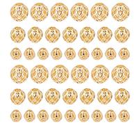 PH PandaHall 60 Perlas Redondas Doradas Huecas de Latón Chapado en Oro 14K - 4 6 8 mm Espaciadores de Metal para Pendientes, Pulsera, Cadena, Collares y Joyas