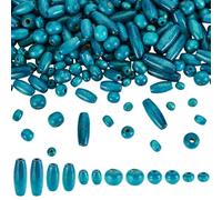 PH PandaHall 600 cuentas de madera, 6 estilos de cuentas de madera natural, cuentas espaciadoras de madera teñidas, redondas/ovaladas, cuentas sueltas de tubo para hacer joyas, cabello, llavero hecho