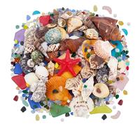PH PandaHall 600 g de conchas marinas mixtas de vidrio esmerilado, piedras de cristal coloridas, piedras de relleno para acuario, pecera, grava, manualidades, decoración del hogar, playa, bodas