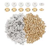 PH PandaHall 600 perlas espaciadoras de plástico CCB, 2 colores perlas redondas planas perlas heishi perlas espaciadoras artesanales para joyas, pulseras, collares, oro y platino, 5 x 1,5 mm