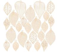 PH PandaHall 64pcs 8 estilos colgantes hoja oro hojas cuevas adornos colgante hoja árbol artesanía para bricolaje pendientes collares pulseras tocados llaveros joyería, 19x10x0.4mm, Metal, Sin gemas.
