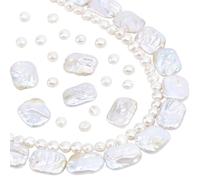 PH PandaHall 70 cuentas de perlas de agua dulce, 6 ~ 22 mm, 2 estilos de perlas naturales, cuentas espaciadoras sueltas rectangulares para manualidades, joyería, joyería, pendientes, pulseras