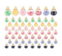 PH PandaHall 70 dijes de bola de cristal de 16 mm con estrellas en el interior que brillan en la oscuridad, 7 colores, colgantes de globo de cristal luminoso, dije de estrella brillante para hacer