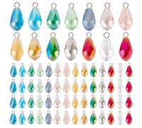 PH PandaHall 70 dijes de lágrima facetados, 14 colores, colgantes de cristal transparente de 20 mm, colgantes de cristal para collares, aretes, pulseras, joyas, manualidades, Vidrio, No es una piedra