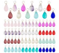 PH PandaHall 72 dijes colgantes de cristal de 12 colores, colgantes de cristal transparente, dijes de lágrimas envueltos en alambre plateado para hacer joyas, collares, pulseras, aretes, manualidades