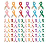 PH PandaHall 72 dijes de concienciación sobre el cáncer de mama, 12 colores, dijes de cinta colorida para hacer pulseras con palabra esperanza, cinta de concienciación para pulseras, collares, joyas