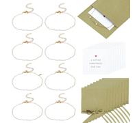 PH PandaHall 8 conjuntos de joyas regalos de dama de honor pulsera cadena de perlas de cristal pulsera de acero inoxidable 316 con tarjetas de regalo para boda cumpleaños, Vidrio