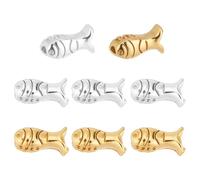 PH PandaHall 8 cuentas espaciadoras de peces de plata de ley 925, cuentas espaciadoras de peces, cuentas de animales marinos del océano, cuentas sueltas de metal dorado plateado para pulseras, joyería