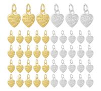 PH PandaHall 80 colgantes con forma de corazón con placa de aleación hecha con amor, colgante de amor de oro y plata para la creación de joyas, pulseras, collares, pendientes, artesanías