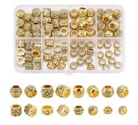 PH PandaHall 80pcs 8 Estilos Cuentas Europeas Tibetano Espaciadores con Agujero Grande Tubo Redondo Cuentas 7x4.5mm para Collar Pulsera Joyas DIY Artesanía Que Hacen, 5mm Agujero