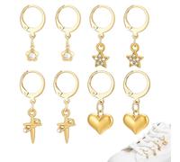 PH PandaHall 8pcs Colgantes para Zapatillas de Deporte 4 Estilos Colgantes para Zapatos Oro con Corazón Flores Estrella Cruz Decoración para Botas Botas Cordones para Zapatos