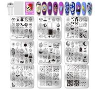PH PandaHall 9 unids Placas para Sellos de Uñas con Elementos Mágicos Tarjetas de Tarot Dibujos para Nail Art Plantillas de Manicura de Luna y Estrellas para Mujeres Impresión para Salón de Manicura