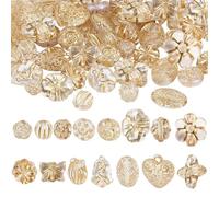 PH PandaHall 90 cuentas acrílicas transparentes de 15 estilos, cuentas bohemias vintage, ovaladas, redondas, cuentas espaciadoras sueltas con metal dorado entrelazado para pulseras, collares,