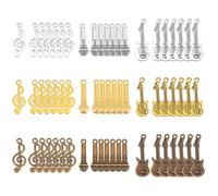 PH PandaHall 90 dijes de música, 3 colores, 3 estilos, instrumentos, notas musicales, dijes de micrófono, colgantes de guitarra, elementos musicales de aleación para aretes, collares, joyas