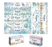 PH PandaHall 90 envoltorios de jabón oceánico, 9 estilos de papel de embalaje de jabón, cinta de papel de jabón vertical, etiquetas de jabón, fundas de jabón para embalaje de barra de jabón casero,
