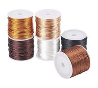 PH PandaHall 90m 6 Colores cordón de Seda con Borde de Nailon, 1,5 mm Cuerda de Cola de Rata de Rata de satén para Nudo Chino, Macramé, creación de Joyas de Pulsera de Amistad, 15 m/Rollo