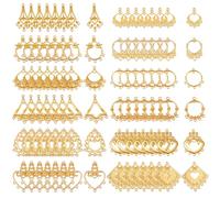 PH PandaHall 96 aretes de aro vintage de 12 estilos, filigrana dorada, conector de candelabro, flor tibetana, atrapasueños, colgante para aretes colgantes, manualidades, manualidades