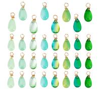 PH PandaHall 96 dijes de lágrima verde de 8 colores, colgantes de cristal transparente, 18 mm, colgantes de cristal envueltos en alambre, para collares, pulseras, pendientes, bisutería