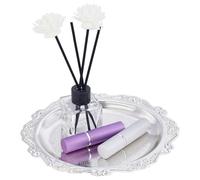 PH PandaHall Bandeja de joyería plateada de 7.8 pulgadas, bandeja de perfume decorativa redonda, bandeja de velas de estilo vintage, dispensador para bodas, fiestas, hogar, cocina, centro de mesa