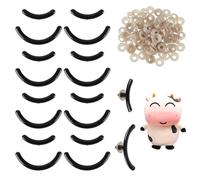 PH PandaHall - Boca de seguridad de plástico, 100 unidades, color negro, 2 tamaños en forma de arco, gancho para ojos, cejas, amigurumi con arandelas para oso de peluche, ganchillo, artesanía de