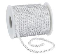 PH PandaHall Cable trenzado blanco de 3 mm 20 m cable trenzado de 3 capas con bobina de raso decorativo retorcido cable trenzado de cuerda brillante para artesanía Home Decor pajarita para cortinas