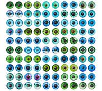 PH PandaHall Cabujones de cristal de 12 mm, 50 estilos, 100 cabujones de cúpula plana con parte trasera plana, azulejos de ojos de animales de dragón, cabujón medio redondo con mal de ojo para