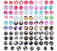 PH PandaHall Cabujones de cristal de 50 estilos, 100 piezas de ojos redondos de 12 mm, ojos kawaii para manualidades, cabujones de cúpula para esculturas de marionetas de arcilla, ganchillo, animales