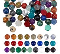 PH PandaHall Cabujones de piedras preciosas, piedras naturales de 4 mm, piedras de cabujón medio redondo con parte trasera plana, piedras de cristal de cuarzo coloridas, gemas de cuentas para aretes