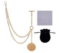 PH PandaHall Cadena reloj de bolsillo dorada cadena panzotto acero inoxidable 304 cadenas reloj de bolsillo doble Albert Vintage 31 cm para hombres eventos formales