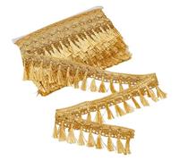 PH PandaHall Cinta de Borlas Con Flecos Dorados 55 mm - 20 m/21,8 Yardas - Tela Trenzada Para Cortina, Pantalla y Decoración Del Hogar