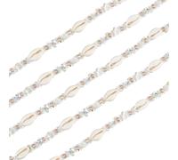 PH PandaHall Cinta de conchas con cuentas de 1 m, cinta de costura de cauris, tela tejida, ribete de encaje, adorno decorativo de encaje de ganchillo para manualidades, costura, ropa, novia, boda